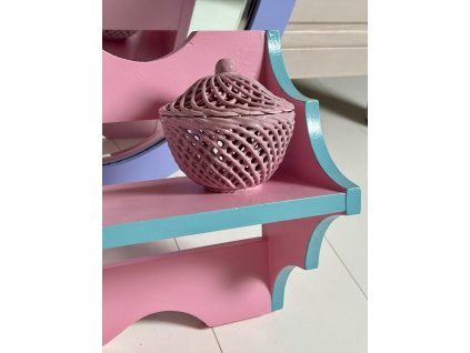 RŮŽOVÁ DÓZA ITALSKÁ PROPLÉTANÁ KERAMIKA