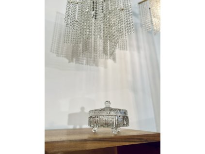 NÁDHERNÁ DÓZA BROUŠENÝ OLOVNATÝ KŘIŠŤÁL