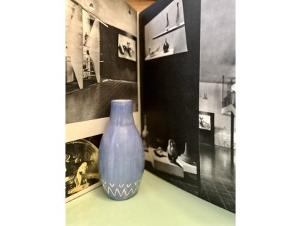 BRUSELSKÁ KERAMICKÁ AUTORSKÁ VÁZIČKA MODRÁ