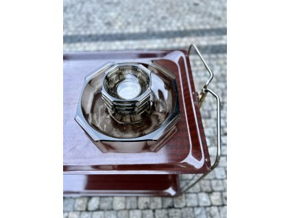 ART DECO DEZERTNÍ SOUPRAVA KOUŘOVÉ SKLO