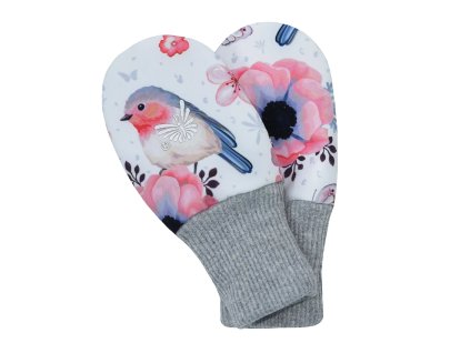 ESITO | Rukavice softshell bezpalcové Ptáčci vel. 74-80 - růžová / 74 - 80 (Barva modrá, Velikost 74 - 80)