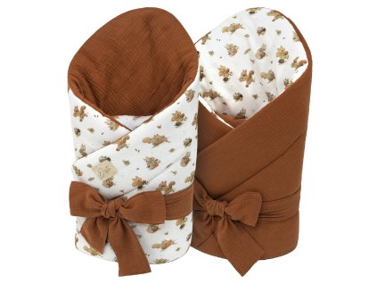 ESITO | Mušelínová zavinovačka pro miminko Veverka 85x85 cm - rezavá / 85 x 85 cm (Barva rezavá, Velikost 85 x 85 cm)