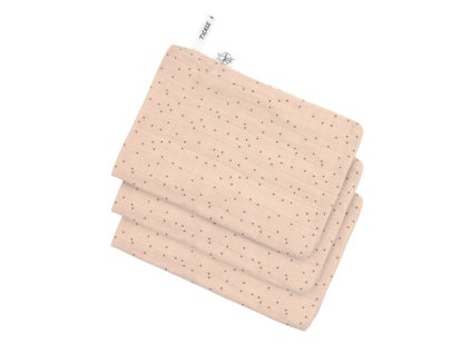 Muslin Wash Glove Set 3 pcs dots peach rose