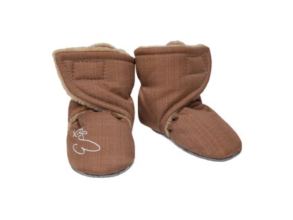 ESITO | Capáčky barefoot Softshell Lamb Brown - hnědá / 2 - délka stélky: 12 cm (Barva hnědá, Velikost 2 - délka stélky: 12 cm)