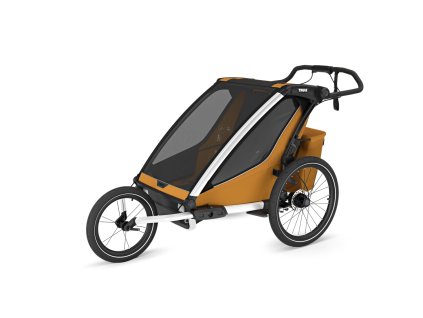 Small Thule Chariot Sport2 Double NaturalGold All terrain kit installed 10201033 20201304
