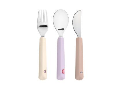 LÄSSIG Cutlery with Silicone Handle 3pcs Tiny Team cat