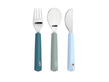LÄSSIG Cutlery with Silicone Handle 3pcs Tiny Team dog