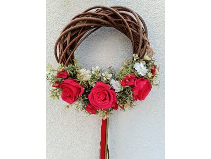 Dekorace - Věnec červené růže
