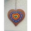 Srdce folklor dřevěné - barevný motiv