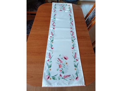 Běhoun na stůl , růžový lem