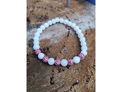 Náramek z minerálů Jadeit s korálky Shamballa