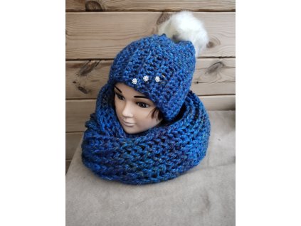 Čepice s nákrčníkem modré ombré