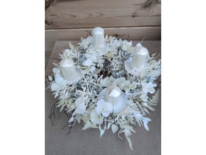 Adventní věnec bílo šedý