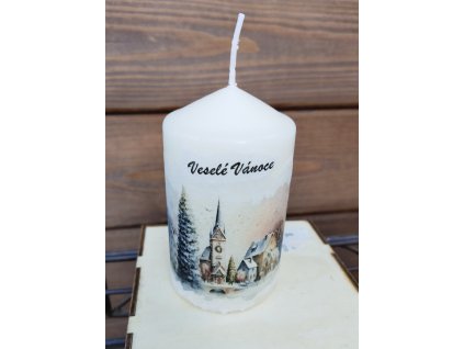 Vánoční svíčka,, Městečko s kostelem,,