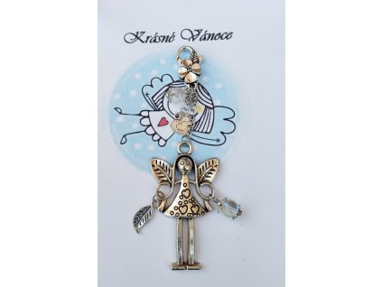 Přívěsek Andělka s křišťálem a lístečkem