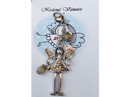 Přívěsek Andělka s Jaspisem a ptáčkem