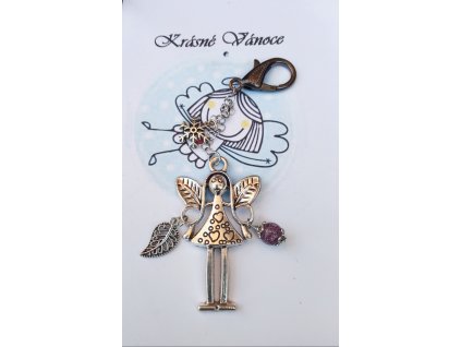 Přívěsek Andělka s křišťálem a vločkou