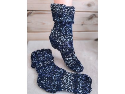 Pletené ponožky,, Půlnoční modrá s leskem,,