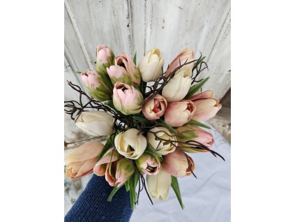 Kytice tulipánů růžová s bílou č.4