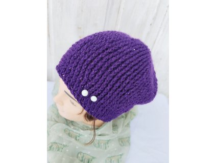Čepice fialová s leskem