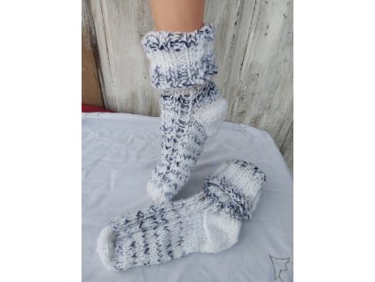 Pletené ponožky bílo modré