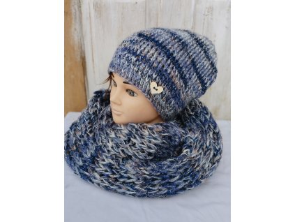 Čepice modrá s melirem