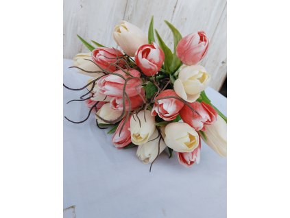 Kytice tulipánů bílo růžové č.6