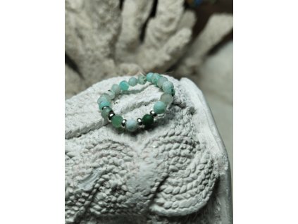 Prstýnek z minerálů Achát zelenkavý