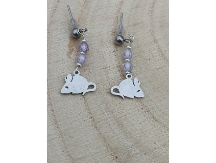 Náušnice Myšky s kubickým zirkonem lila