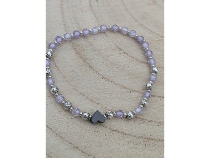 Náramek z minerálů kubický zirkon se srdíčkem