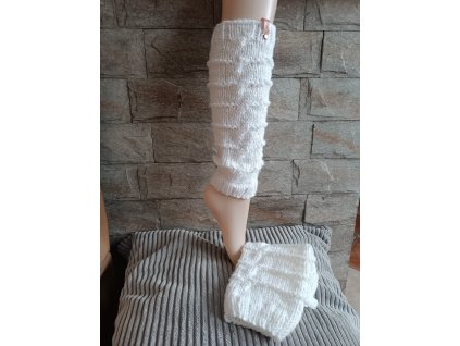 Originální ručně pletené návleky na nohy bílé