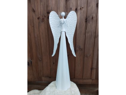 Anděl kovový bílý se srdíčkem