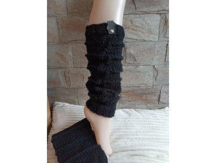 Originální ručně pletené návleky na nohy černé
