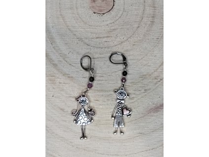 Náušnice,,Kluk a holka s minerály Turmalín,,