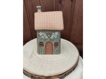 Keramický domeček zelenkavý větší