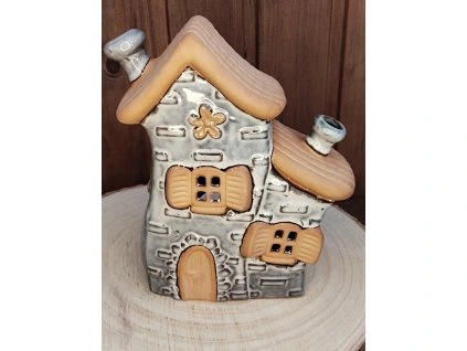 Keramický domeček v šedé větší