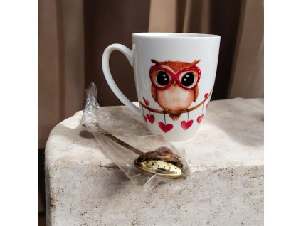 Hrnek sovička se sítkem na čaj