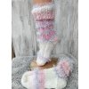 Pletené ponožky růžové s bílým