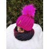 Čepice ručně pletená cyklámen