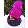 Čepice ručně pletená cyklámen