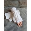 Ručně pletené bezprsté rukavice bílé