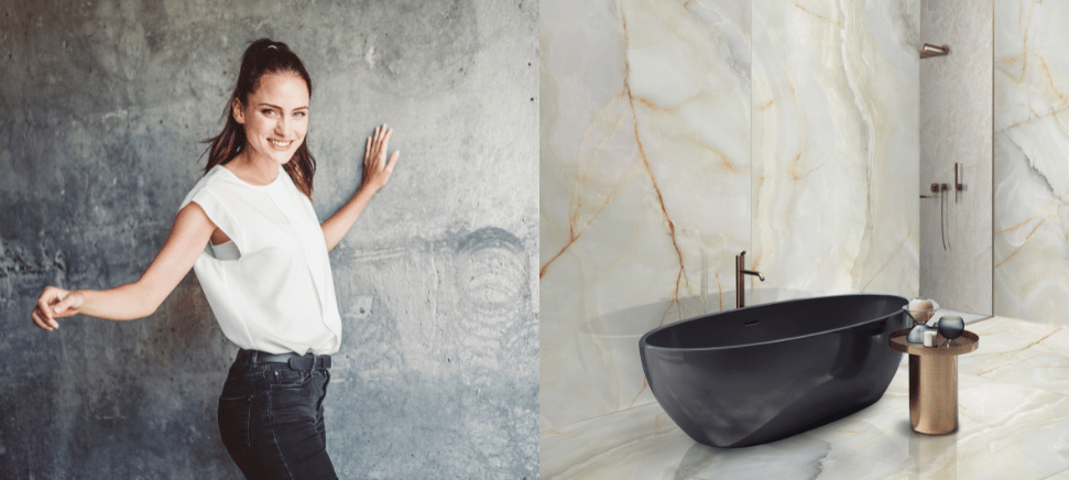 Žena sa dotýka steny