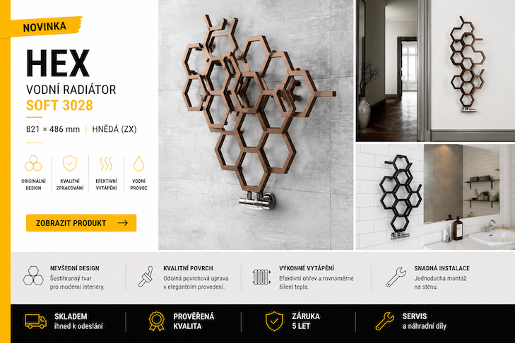DK Terma Hex 821×486 vodní radiátor Soft 3028 ZX