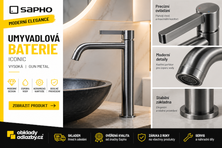 Sapho ICONIC stojánková umyvadlová baterie vysoká, gun metal AF006GM