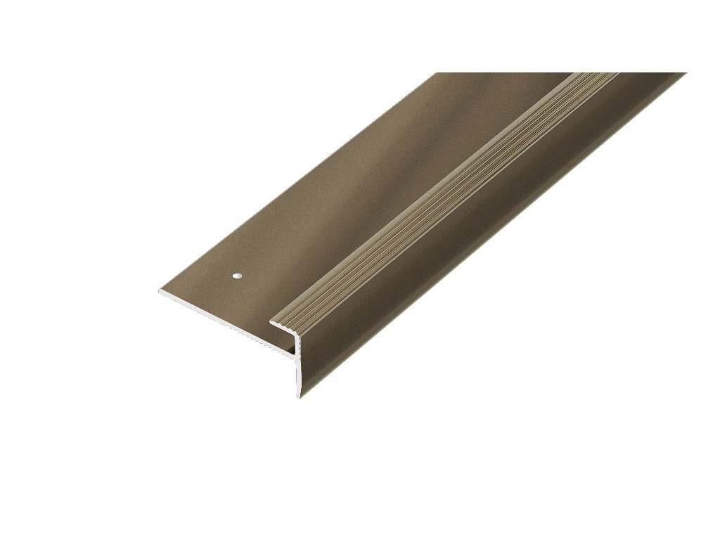 ACARA AP45 schodová lišta vrtaná, hliník elox bronz, 12x28 mm, 2,7 m, 5 mm AAE TA 5028-B