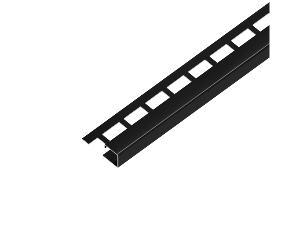 ACARA EX1/SP7 EXCELLENT ukončovací lišta Q, pravidelná, nerez V2A RAL9005 černá matná, 9 mm, 2,5 m AAECC 90-PR-RAL9005
