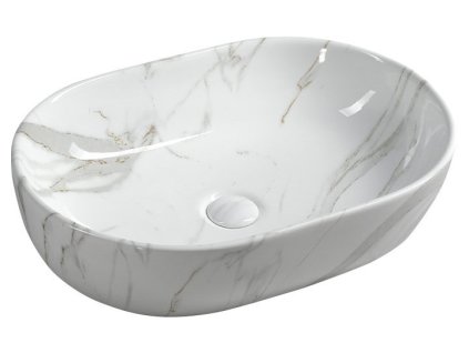 DALMA keramické umyvadlo 59x42x14 cm, carrara