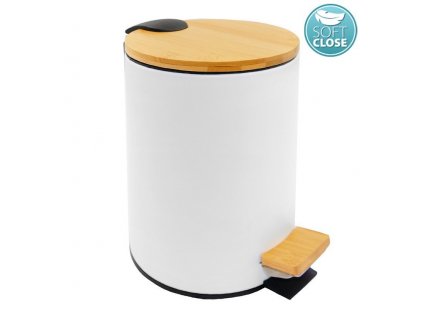 Aqualine BAMBUS odpadkový koš kulatý 5l, Soft Close, bílá mat BI007