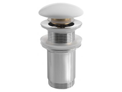 Sapho Umyvadlová výpust 5/4“, click-clack, keramická zátka, 10-50mm, bílá AR900