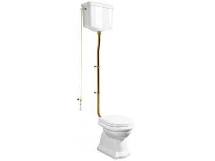 Kerasan RETRO WC mísa s nádržkou, zadní odpad, bílá-bronz WCSET16-RETRO-ZO